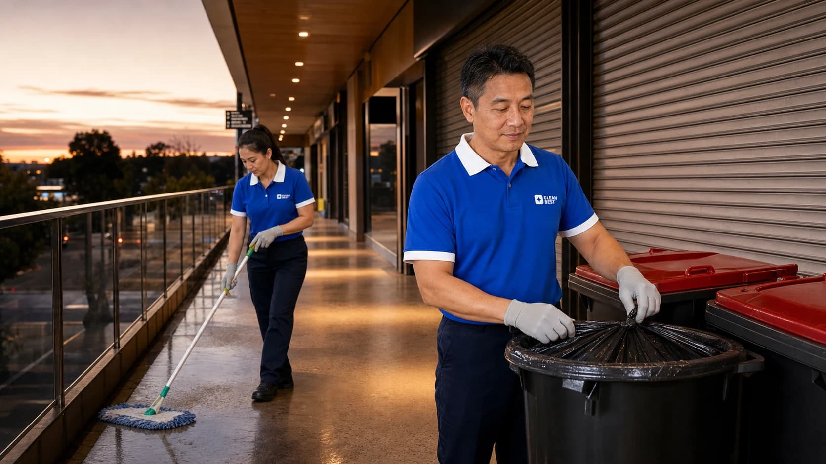 Clean Best commercial cleaner working through a business premises after hours in Eastern Creek NSW