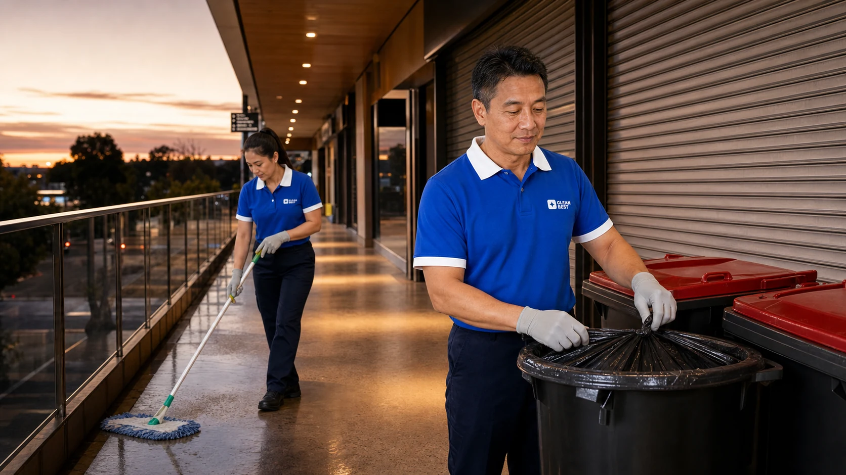 Clean Best commercial cleaner working through a business premises after hours in Eastern Creek NSW